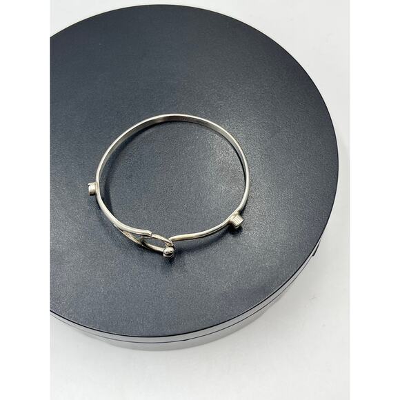 T0-64 Mexico Sterling Silver Hook Loop Clasp River Accent Bangle Bracelet - Picture 11 of 12